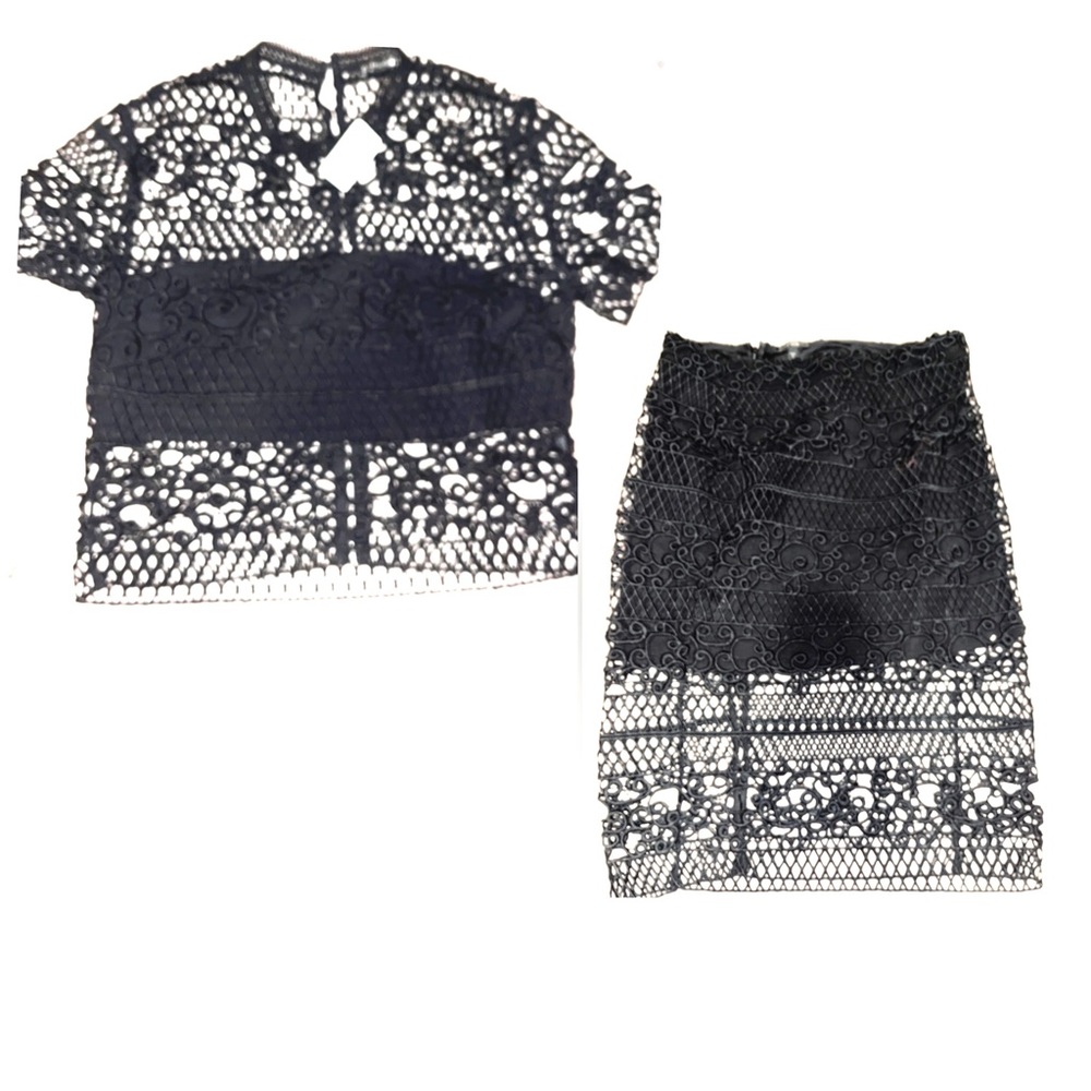 Women’s black lace set skirt and top